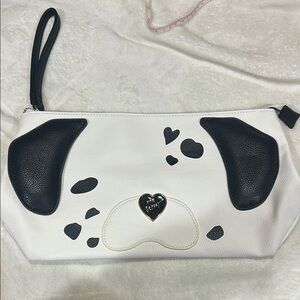 Betsey Johnson White and Black Dog Face Cosmetic Bag